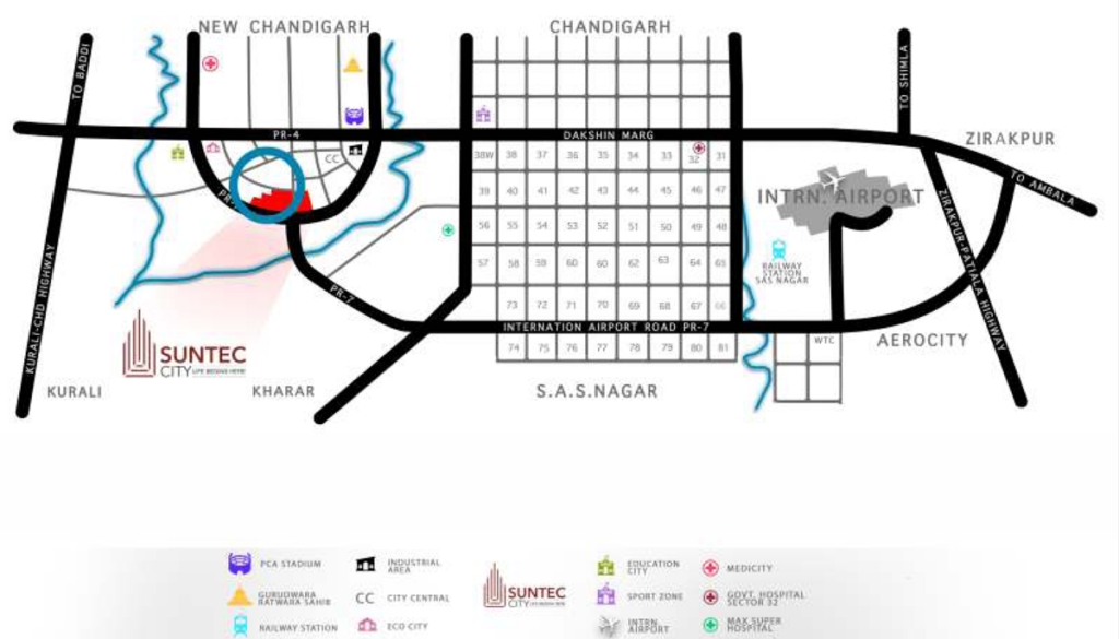 Suntec City location plan - Suntec City New Chandigarh